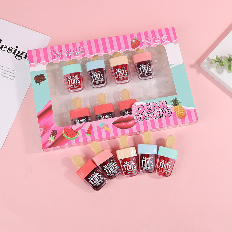 Lip Tint Korean - 12 adet kore meyve dudak tonu